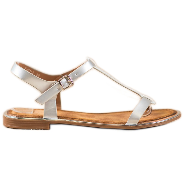 Small Swan Sandale elegante cu piele ecologică gri