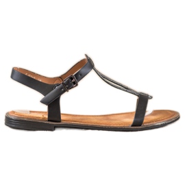 Small Swan Sandale elegante cu piele ecologică negru Small Swan Sandale elegante cu piele ecologică negru