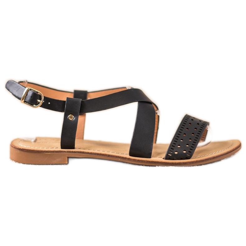 Small Swan Sandale negre cu piele ecologică negru