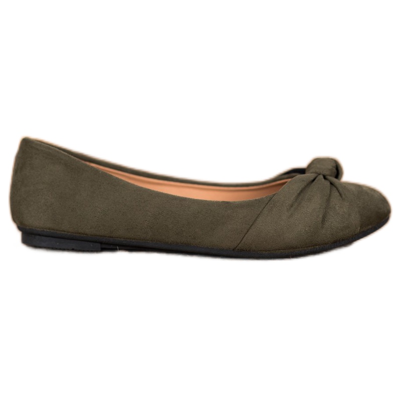 Clowse Balerini confortabile din piele de căprioară verde