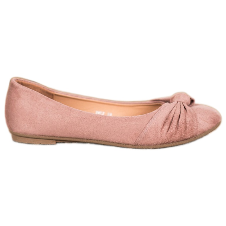 Clowse Balerini confortabile din piele de căprioară roz
