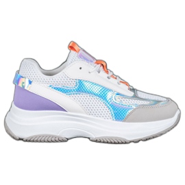 Bona Adidași albi cu plasă violet gri multicolor Bona Adidași albi cu plasă violet gri multicolor