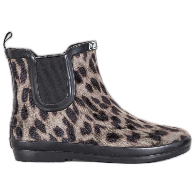 Kylie Wellies din piele de căprioară cu imprimeu leopard bej negru