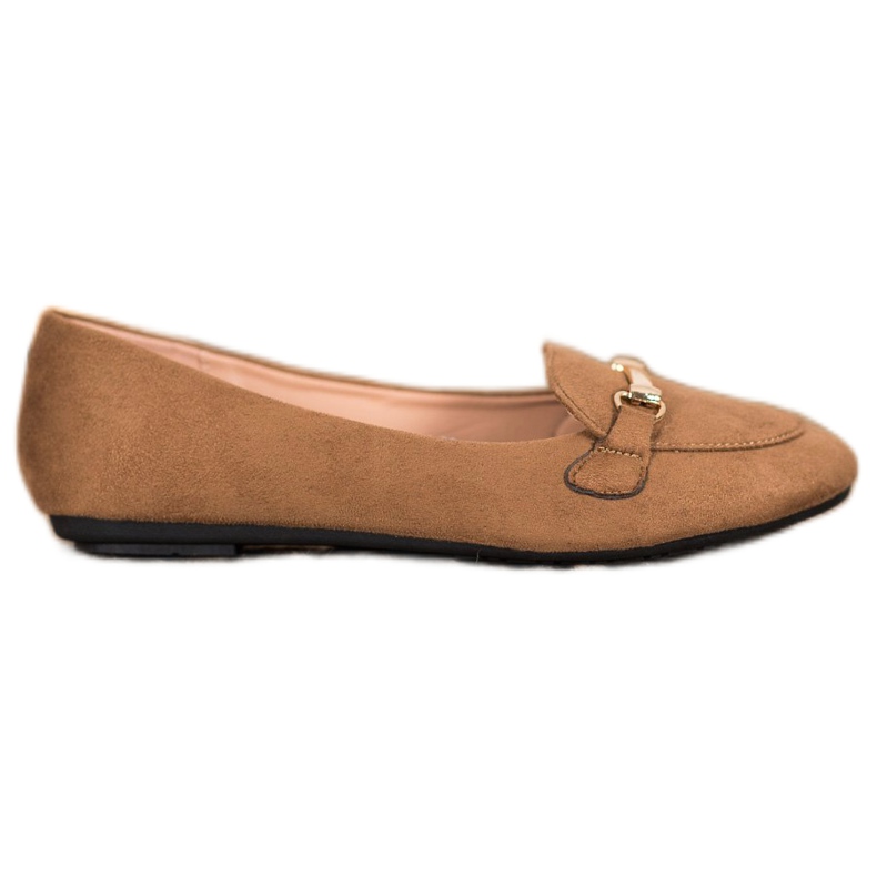 SHELOVET Balerini din piele de căprioară maro
