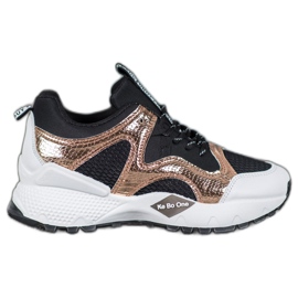 Bona Adidași de modă cu plasă negru galben