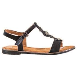 Small Swan Sandale negre cu zirconiu cubic negru Small Swan Sandale negre cu zirconiu cubic negru