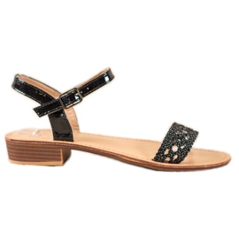 Small Swan Sandale împletite elegante negru Small Swan Sandale împletite elegante negru