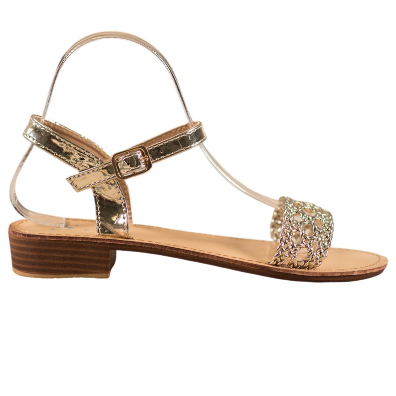 Small Swan Sandale împletite elegante de aur