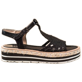 Small Swan Sandale împletite pe platformă negru Small Swan Sandale împletite pe platformă negru