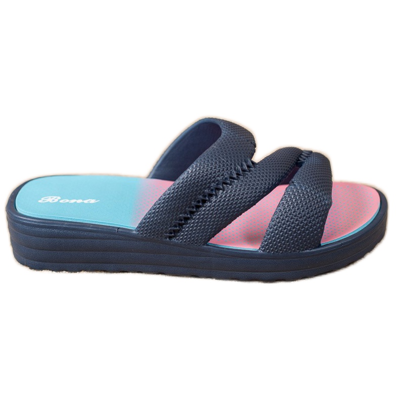 Bona Papuci confortabili de culoare albastru marin