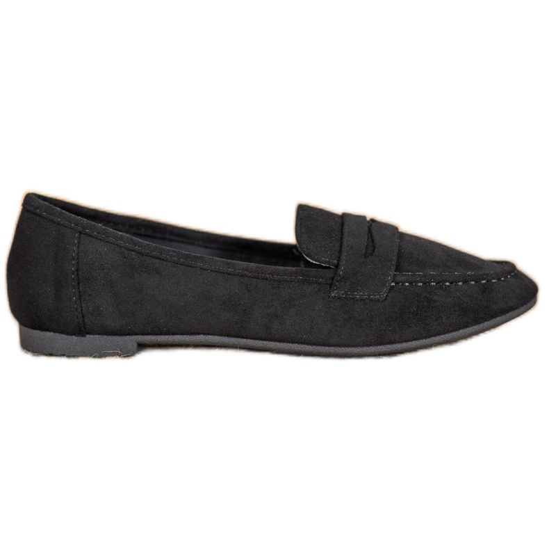 SHELOVET Mocasini casual din piele de căprioară negru