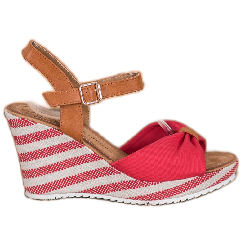 Goodin Sandale roșii pe pană maro roșu