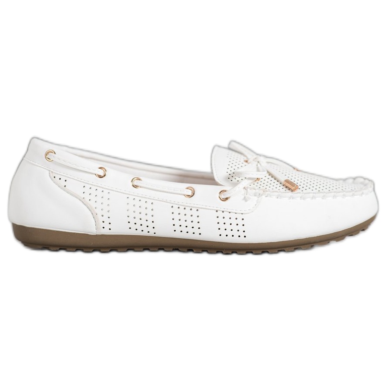 Diamantique Mocasini din piele ecologică alb