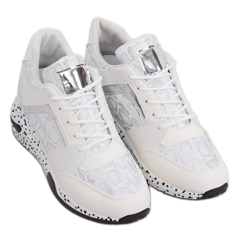 Încălțăminte sportă albă pe tocul de pană C131 Blanco