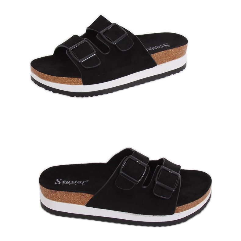 Papuci negri scholki SS115P Negru