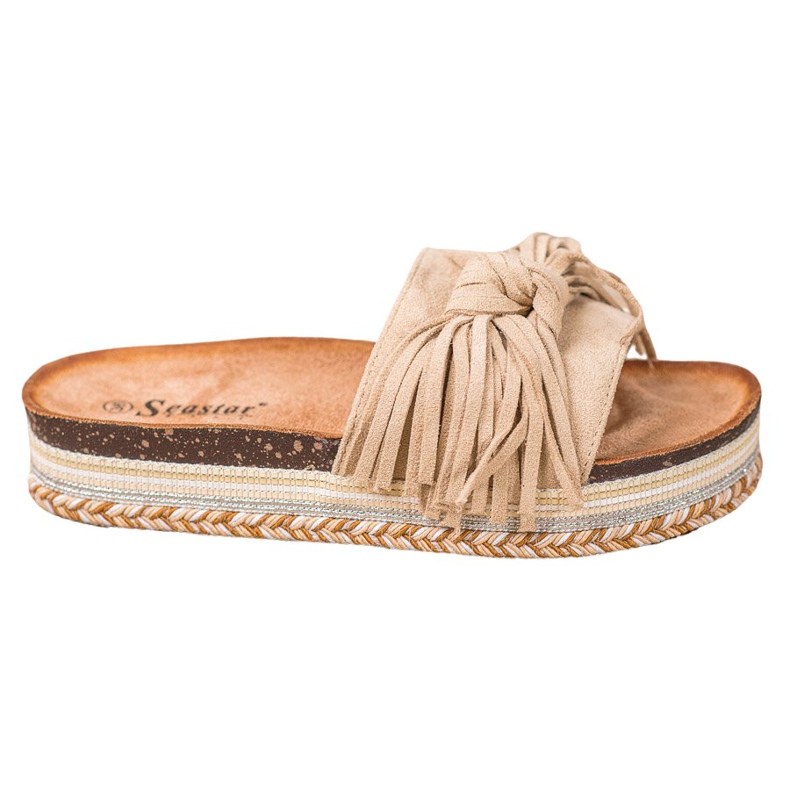 Seastar Papuci Cu Franjuri maro Seastar Papuci Cu Franjuri maro