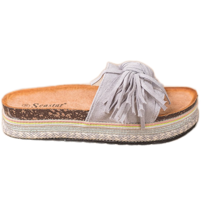 Seastar Papuci Cu Franjuri gri Seastar Papuci Cu Franjuri gri