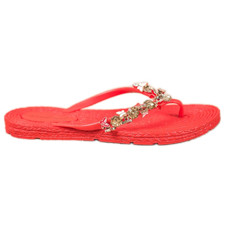 SHELOVET Flip-flops din cauciuc cu ornamente roșu