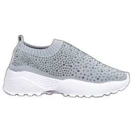 Diamantique Pantofi sport cu cristale gri