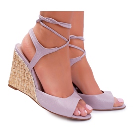Sandale pe pană Laura Messi 1944 Piele Violet deschis Lenormo Sandale pe pană Laura Messi 1944 Piele Violet deschis Lenormo