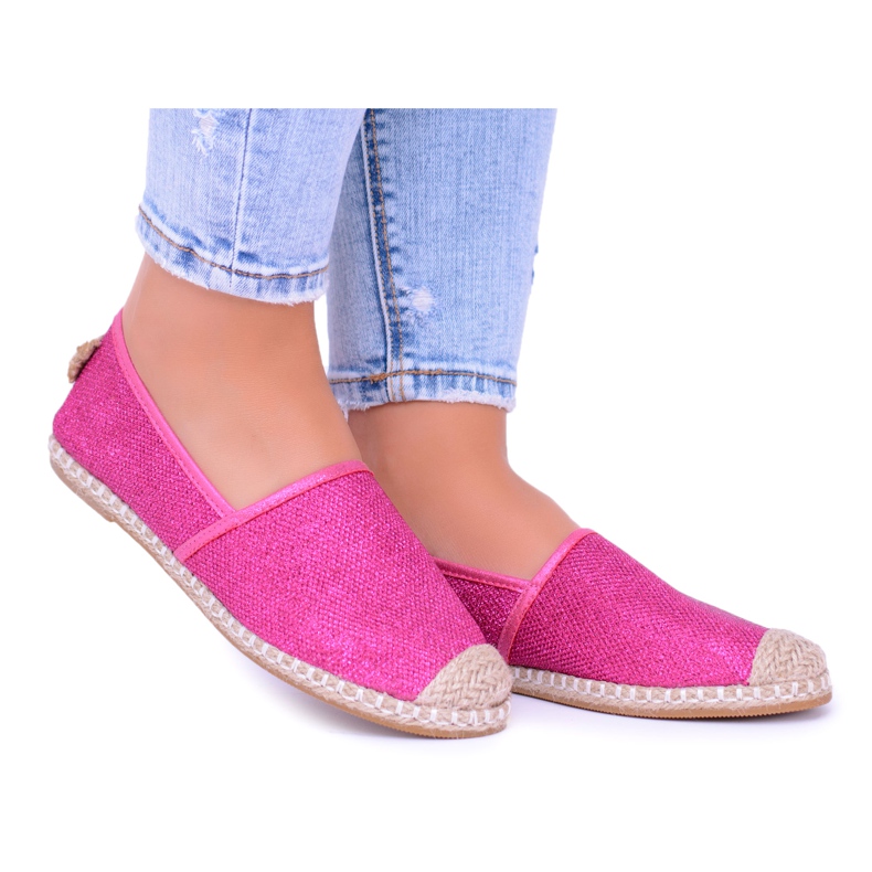 Espadrile Lu Boo pentru femei Slip On Fuchsia Brocade Miravet roz