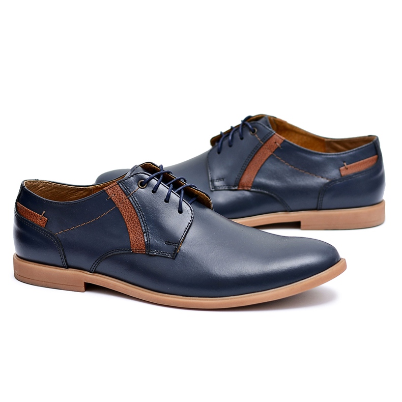 Bednarek Polish Shoes Brogues pentru bărbați Bednarek Leather Blue Navy Millo albastru marin