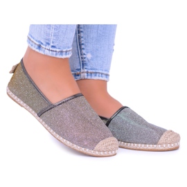 Espadrile de damă Lu Boo Glitter Slip On Miravet bej de aur