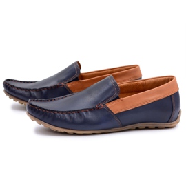 Neex | Mocasini slip-on Pardon pentru bărbați din piele bleumarin albastru marin