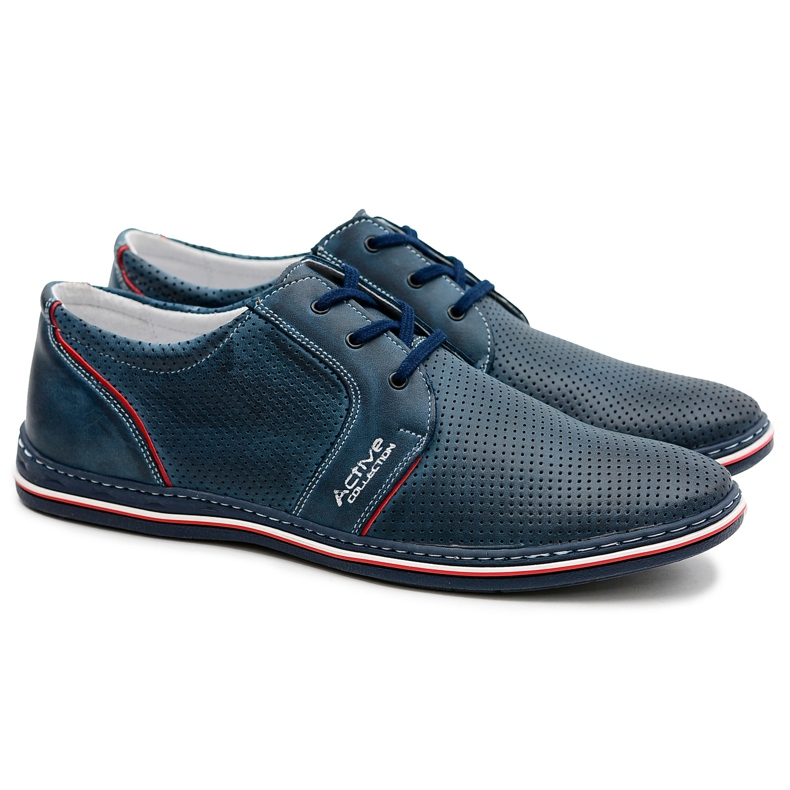 Joker Încălțăminte din piele dantelată pentru bărbați, albastru, maro Markos albastru marin