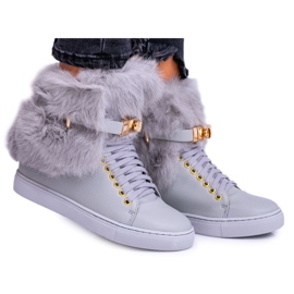 Cizme Lu Boo Grey cu blană naturală Gisele gri