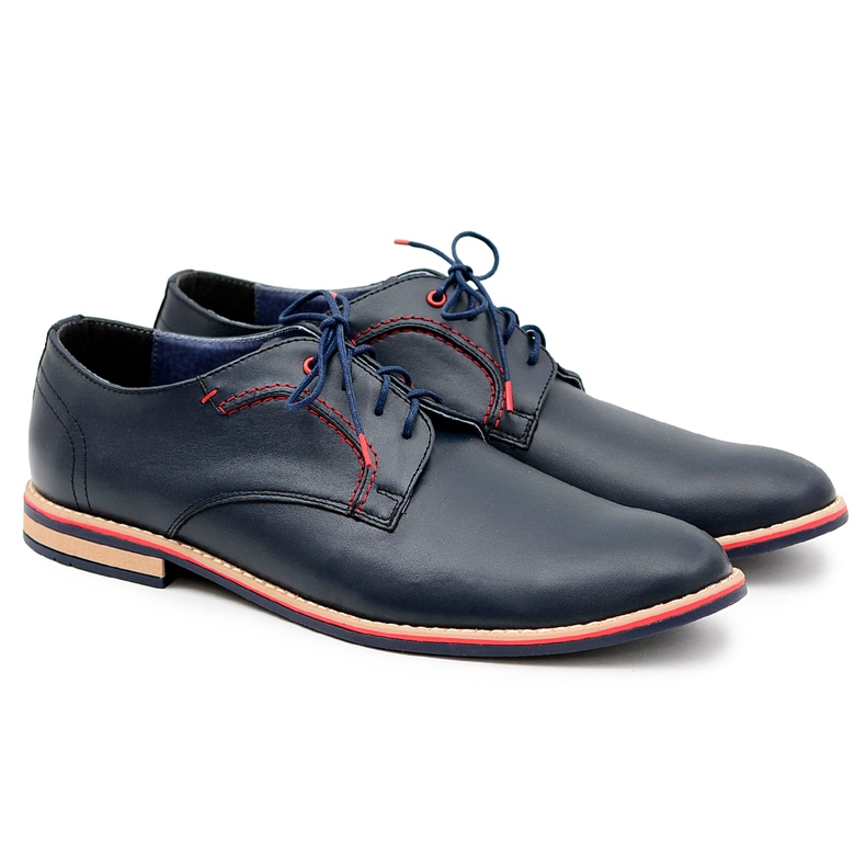 Bednarek Polish Shoes Brogues pentru bărbați Bednarek Piele elegantă Blue Navy Pietro albastru marin