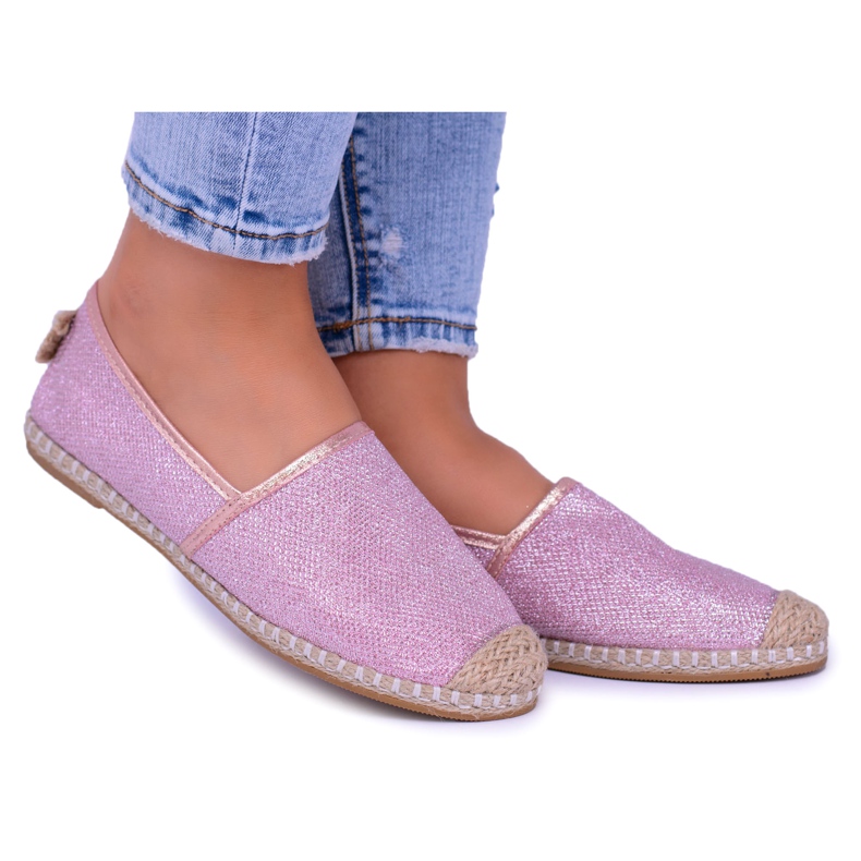 Lu Boo Glitter Espadrile roz pentru femei Slip On Miravet