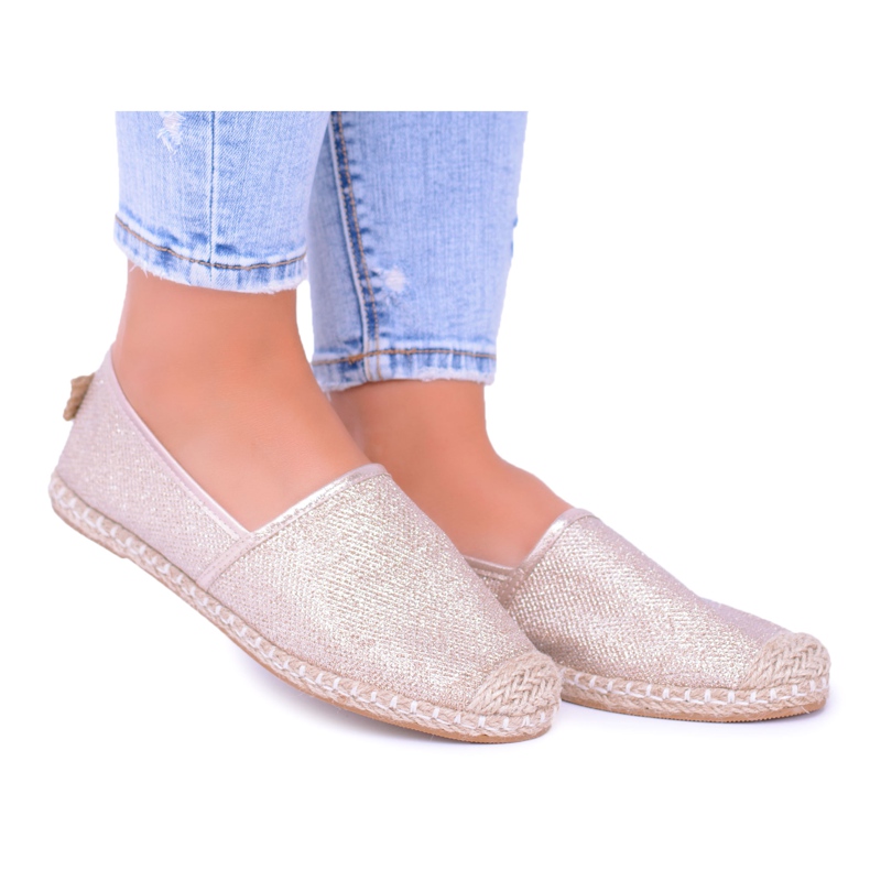 Espadrilele de damă Lu Boo Golden Glitter Slip On Miravet de aur