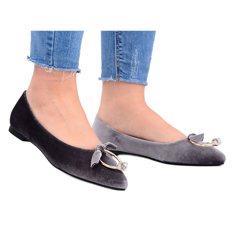 Lu Boo | Balerini din catifea gri Cercei Septum