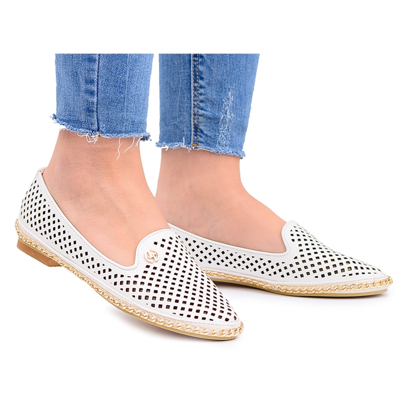 Lu Boo | Balerini cu deschidere elegantă White Lordsy alb Lu Boo | Balerini cu deschidere elegantă White Lordsy alb