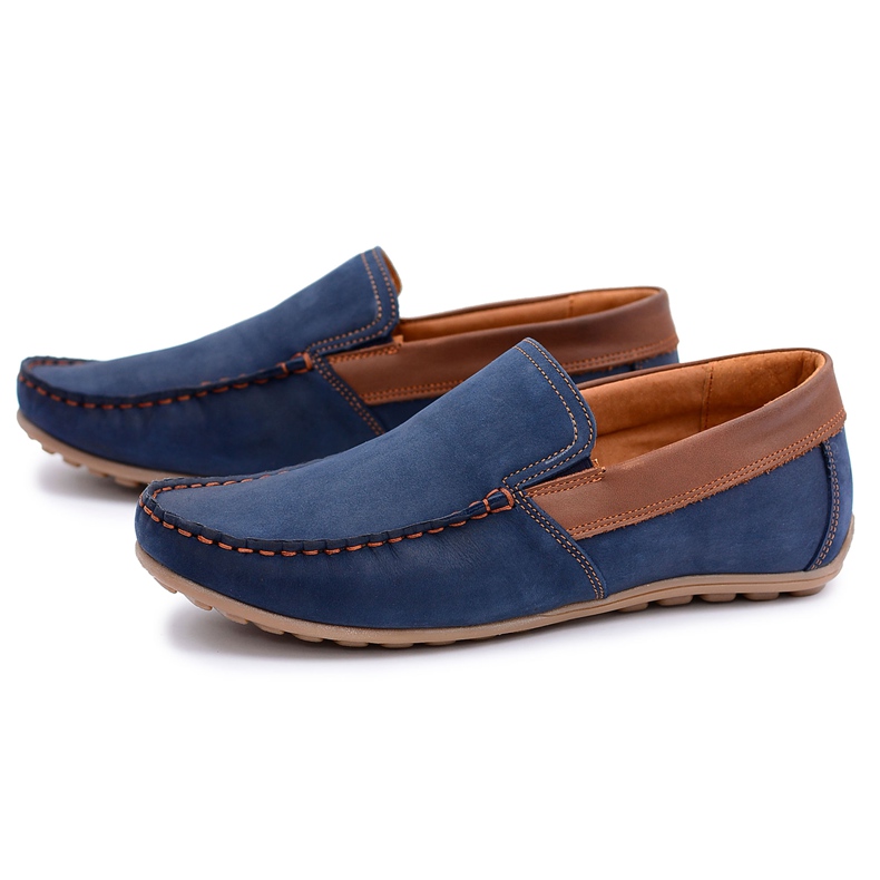 Mocasini Neex din piele pentru bărbați Pardon Slip-On albastru marin