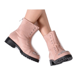 Botine pentru copii Lu Boo cu zirconiu cubic pudră roz LittleCarrie Botine pentru copii Lu Boo cu zirconiu cubic pudră roz LittleCarrie