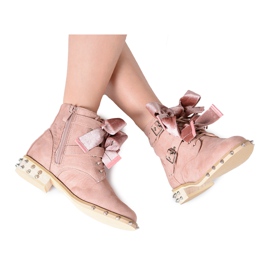 Lu Boo | Cizme pentru copii cu arcuri cu știfturi LittleCamila Powder Pink roz Lu Boo | Cizme pentru copii cu arcuri cu știfturi LittleCamila Powder Pink roz