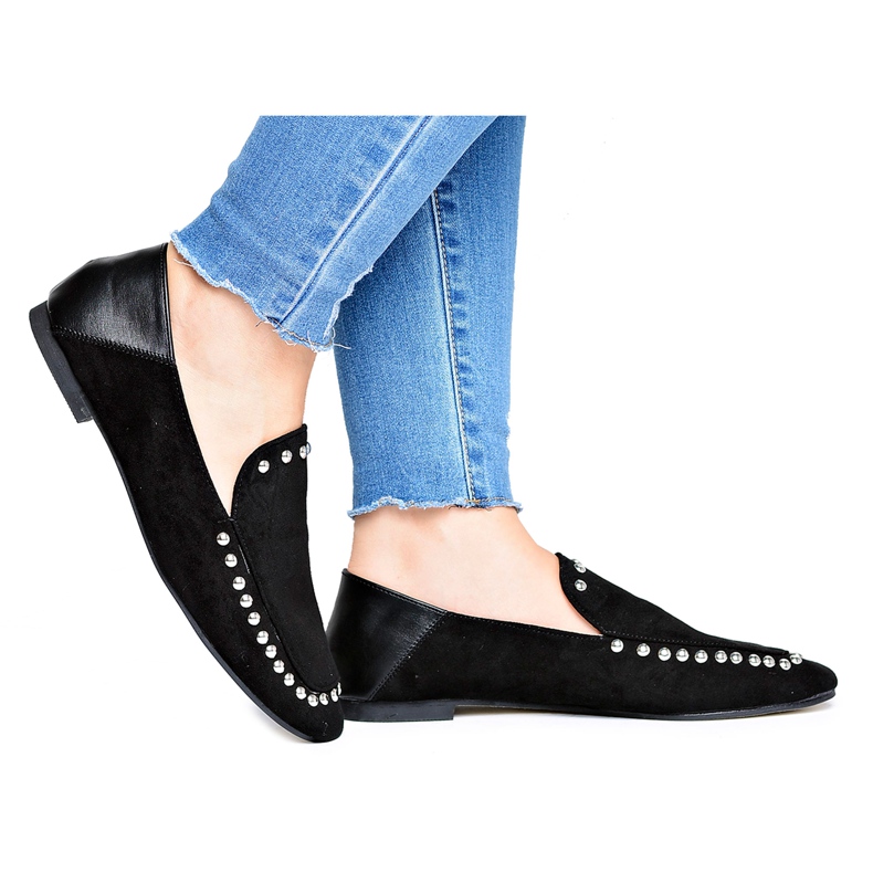 Balerini de damă Black Boobs Lu Boo pentru femei cu pietre de stras negru