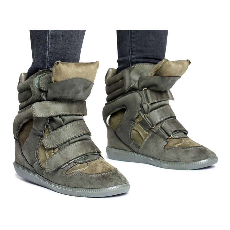 Adidași Lu Boo pentru femei, cu velcro din piele de căprioară, măslin Alexis verde