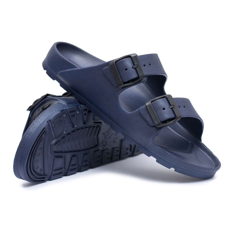 Flameshoes Papuci de casă pentru bărbați, de culoare albastru marină