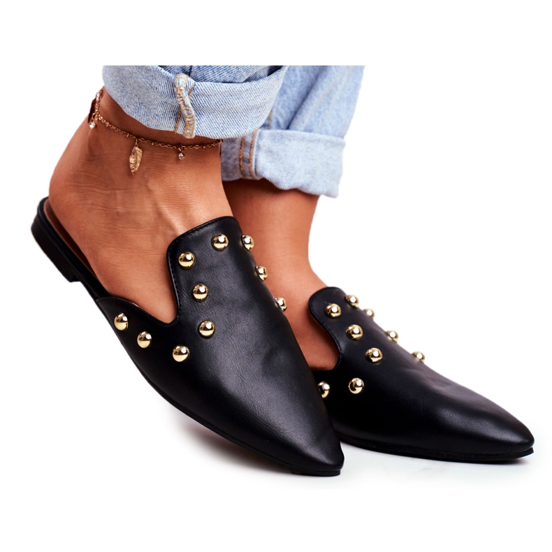 Papuci pentru femei Lu Boo Mule Seniorita Black negru