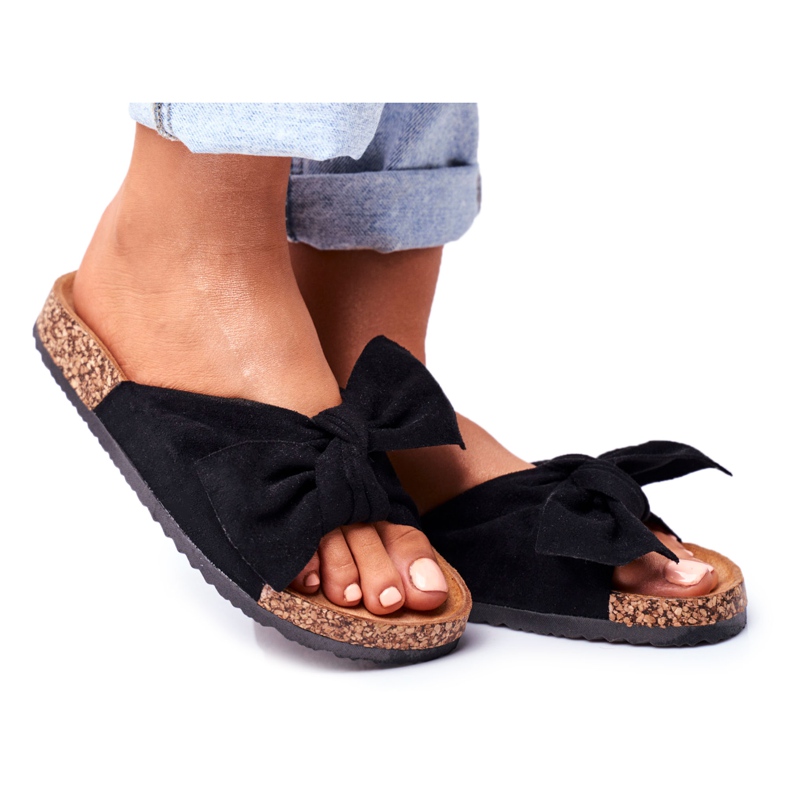 PS1 Papuci de damă pe arcuri de plută Wendy Black negru