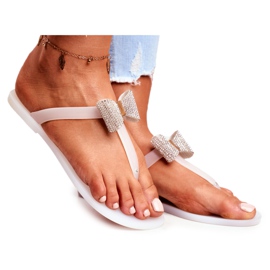 LU BOO Papuci de damă albi Meliski cu papuci Paiete Morello