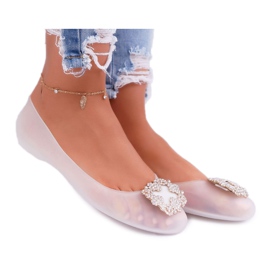 Lu Boo | Balerini din cauciuc alb Meliski Strass Palita Lu Boo | Balerini din cauciuc alb Meliski Strass Palita