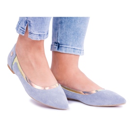 Lu Boo Ballerine olografice transparente albastre în Spitz Lison albastru