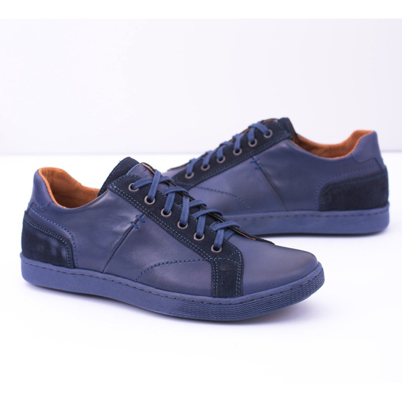 Neex Pantofi casual Ender pentru bărbați din piele albastru albastru marin