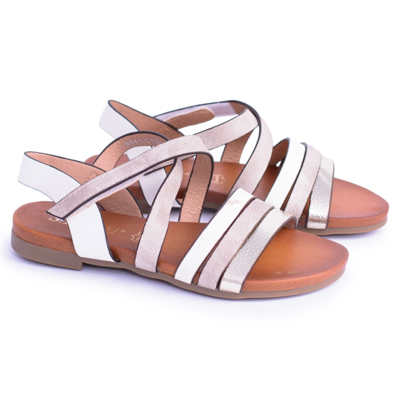 S.Barski Sandale albe pentru copii cu velcro LittleReneto