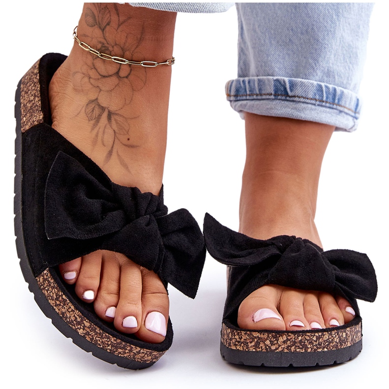 PS1 Papuci negri pentru femei pe arc de plută Wendy negru