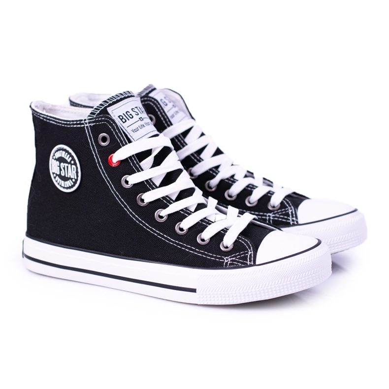 Adidași înalte de culoare neagră Big Star pentru femei T274027 negru